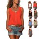 thumbnail image 3 of Botón sin mangas hasta blusa solo breasted casual suelta suave simple botón hasta camiseta sin mangas, 3 of 6