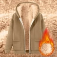 thumbnail image 5 of larppty Women's Fleece Lined Jacket Winter Hoodie Solid Color Long Sleeve Thick Plush Warm Coats with Pockets (Khaki, XL), 5 of 6