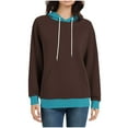 thumbnail image 6 of Ashirexll Womens Long Sleeve Tops, Womens Hoodies Pullover, Color Blocked Loose Long Sleeve Pocket Hoodie, 6 of 6