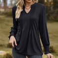 thumbnail image 4 of Scyoekwg Womens Dressy Blouses V-Neck Pleated Tunic Shirts Loose Fall Trendy Solid Color Long Sleeve T Shirts Lightweight Dressy Casual Blouses Pullover (Black,M), 4 of 6