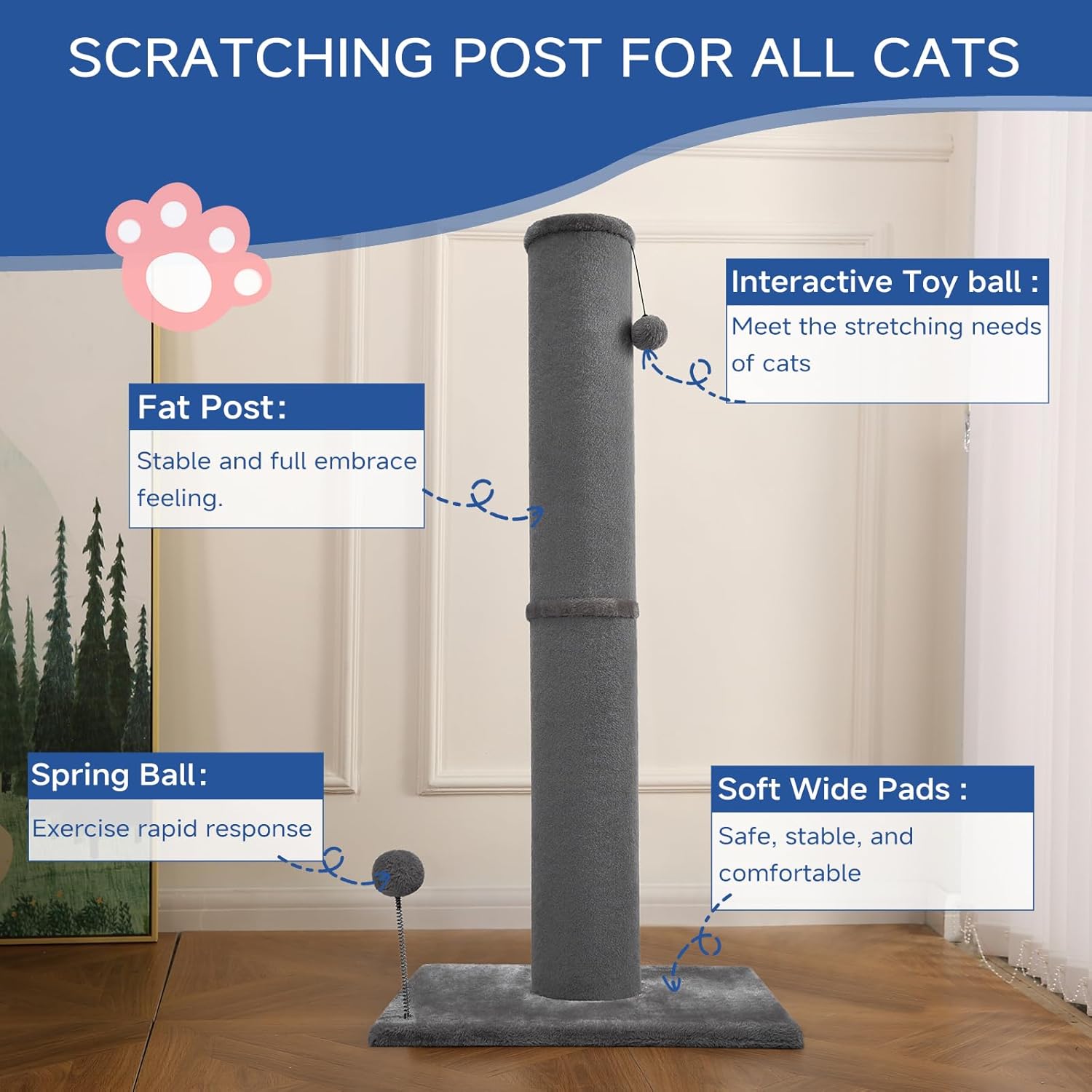 Cat Craft 41.73" Tall Scratching Post with Toys photo 2