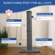 Cat Craft 41.73 ” عمود خدش كبير للقطط من الفرو الصناعي باللون الرمادي الطويل مع ألعاب قابلة للاستبدال وقاعدة قوية