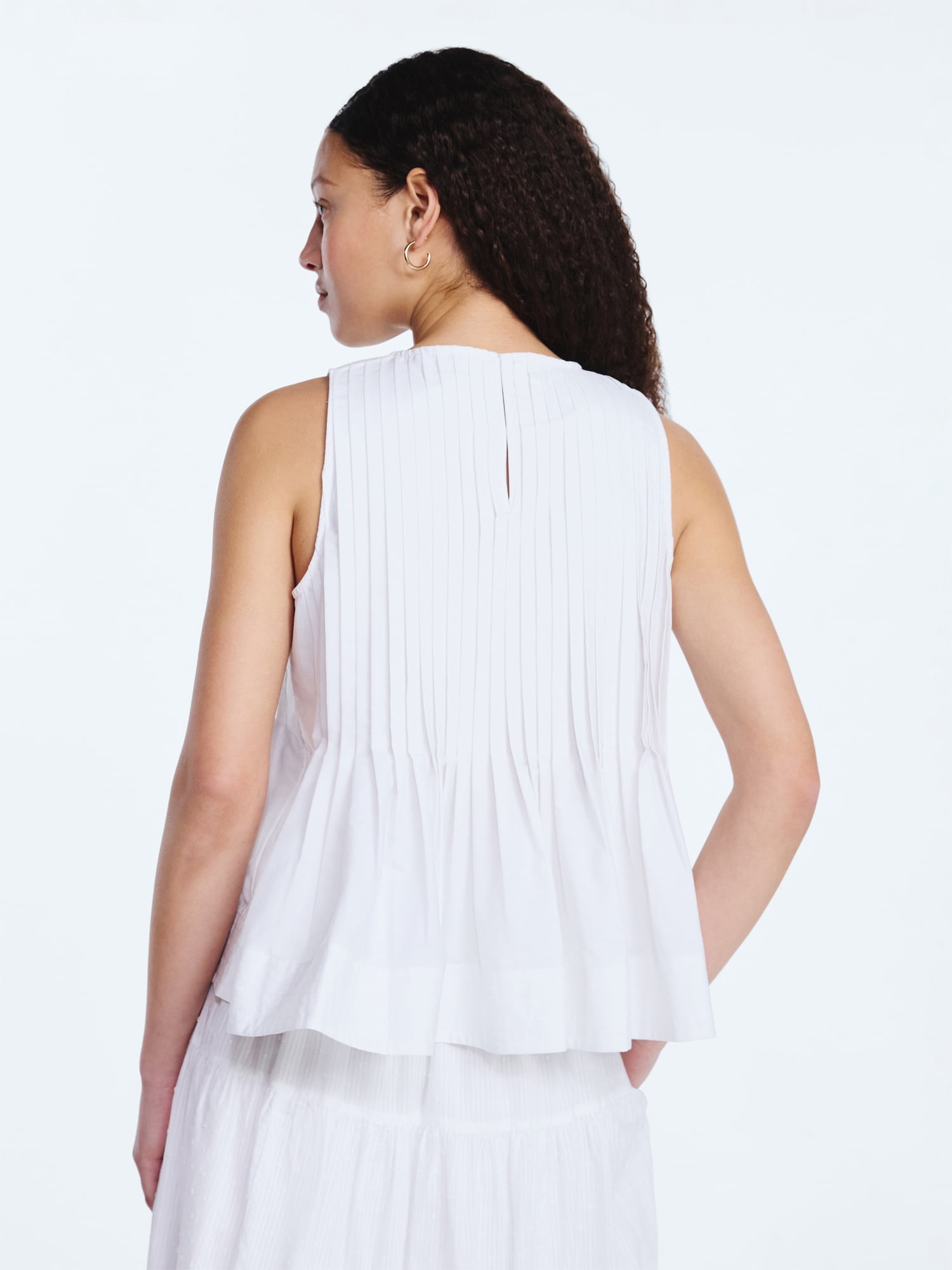 Free Assembly Women's Sleeveless Pintuck Peplum Top, Sizes XS-XXL