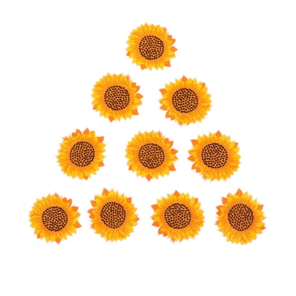 10 parches bordados creativos, bonitos parches de girasol, elegantes parches de tela