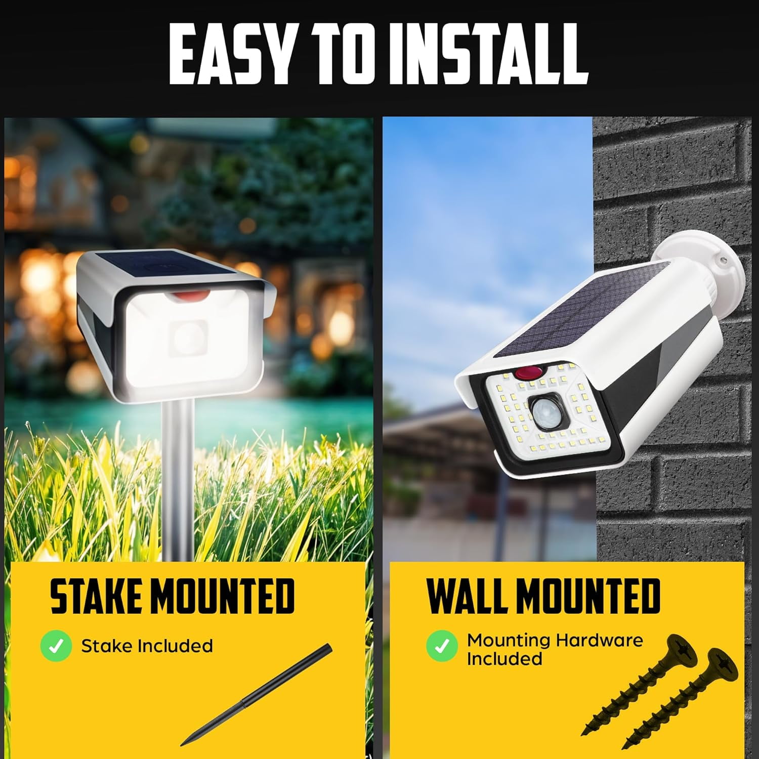 Bell + Howell Bionic Spotlight PRO Solar Spot Lights Outdoor Waterproof Motion Sensor Security Lights w/ Built-in Decoy Camera, AdjustableFlood Lights, Stake/Wall Mount, Premium ETFE Solar Panel