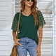 thumbnail image 1 of Camisa de manga corta NikouMX con lunares y cuello en V para mujer, 1 of 5