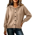 thumbnail image 3 of Maplenight Hooded Cardigans for Women Button Down Knit Sweater Long Sleeve Drawstring Casual Fall Lightweight Sweaters, 3 of 7