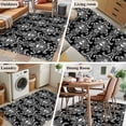 thumbnail image 5 of 3'x5' Area Rugs, Horrible Skull Indoor Outdoor Area Rug for Living Room Bedroom, Halloween Black Flowers Skeleton Washable Bathroom Rugs Kitchen Floor Carpet Mats Home Decor Aesthetic, 5 of 8