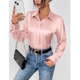 thumbnail image 3 of Zeagoo Satin Blouse for Women Long Sleeve Silk Button Down Shirt Casual Business Dressy Top Spring Fashion Silk Blouse, 3 of 6