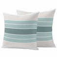 thumbnail image 2 of Pack of 2 Outdoor Pillow Covers 18x18 Inch Waterproof Teal Aqua Stripes Throw Pillow Covers,Decorative Couch Pillow Shams Protectors Modern Ombre Abstract Aesthetics Patio Pillowcases Cushion Covers, 2 of 8