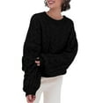 thumbnail image 2 of Womens Sweaters Fall Cable Knit Long Sleeve Crewneck Oversized Sweater Chunky Pullover Loose Outfits, 2 of 9