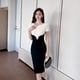 thumbnail image 2 of Short Sleeves Elegant Dresses for Women 2022 Round Neck Hip Wrap Women's Office Dress Sexy Traf Vintage Womens Clothing TrendyolM Gao Jinjia LED, 2 of 2