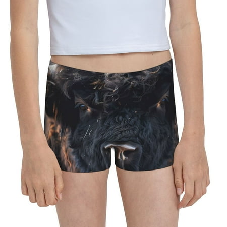 Pofeuu Majestic Black Yak Print Soft Cotton Girls Boyshort panties Toddler Underwear-X-Large