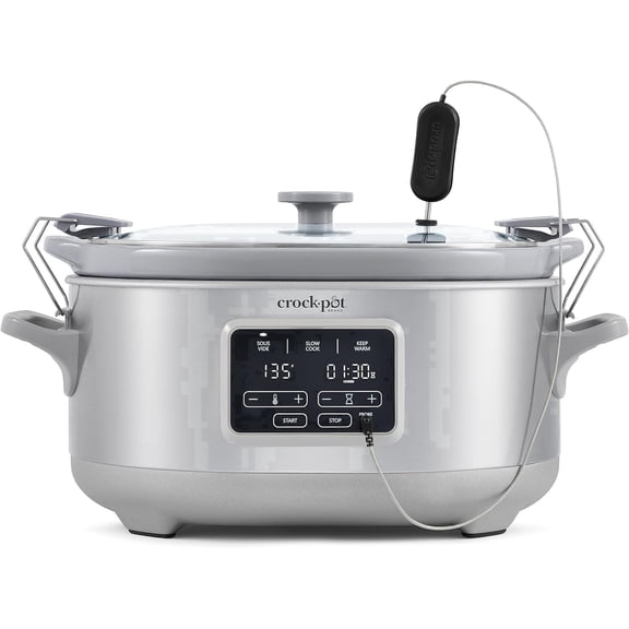 Crockpot Programmable 7-Quart Cook & Carry Slow Cooker with Sous Vide Stainless Steel