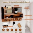 thumbnail image 2 of Porta Llaves Pared Madera Modernos Hogar Adornos Con Luz Led Con Sensor Estante Pared Multifuncional, Organizador De Llaves Montado En La Pared Y De Correo Para Cocina, Oficina 40x26x8 cm, 2 of 4