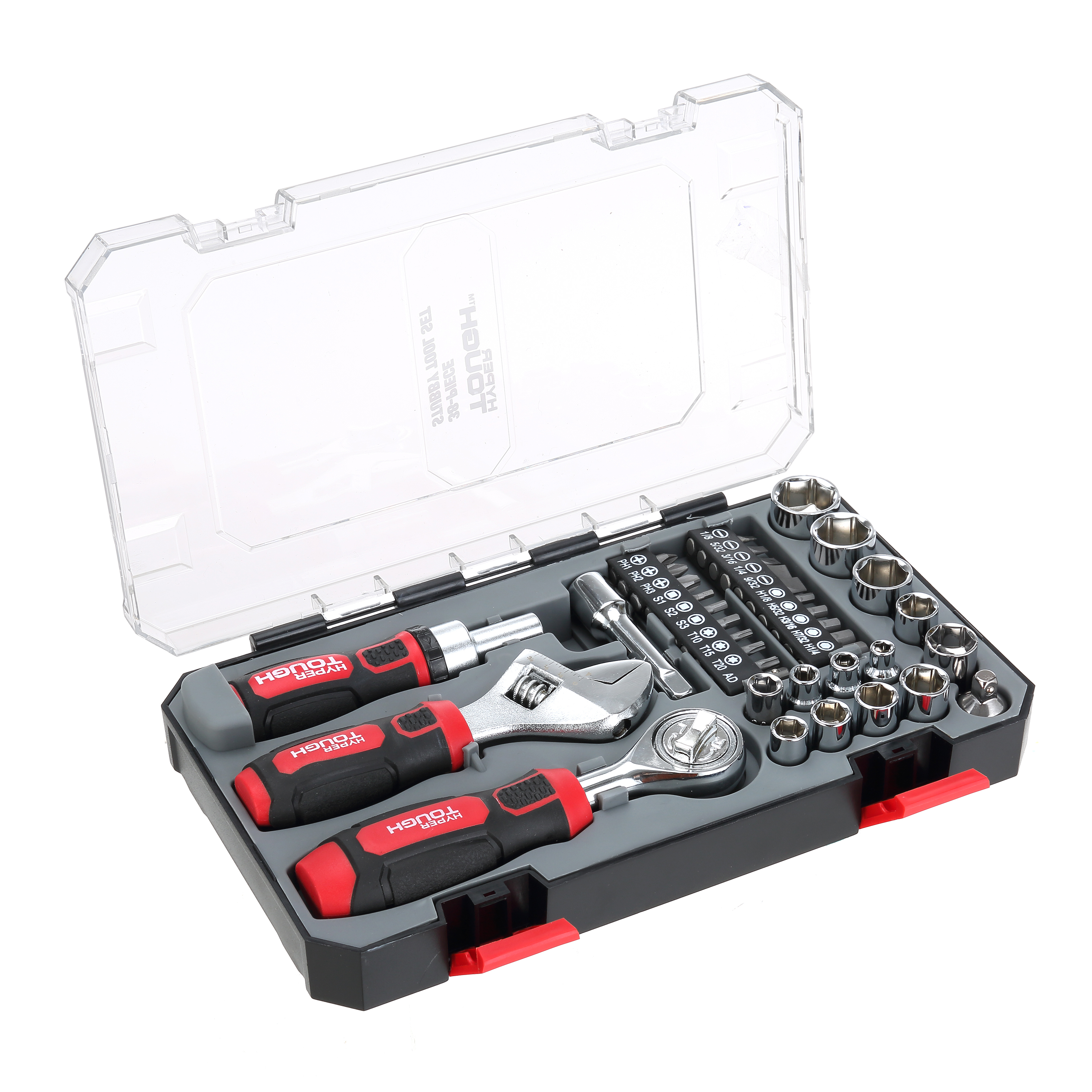 Hyper Tough 38 Piece Multi-Size Stubby Wrench and Socket Set For Home Use - image 4 of 13