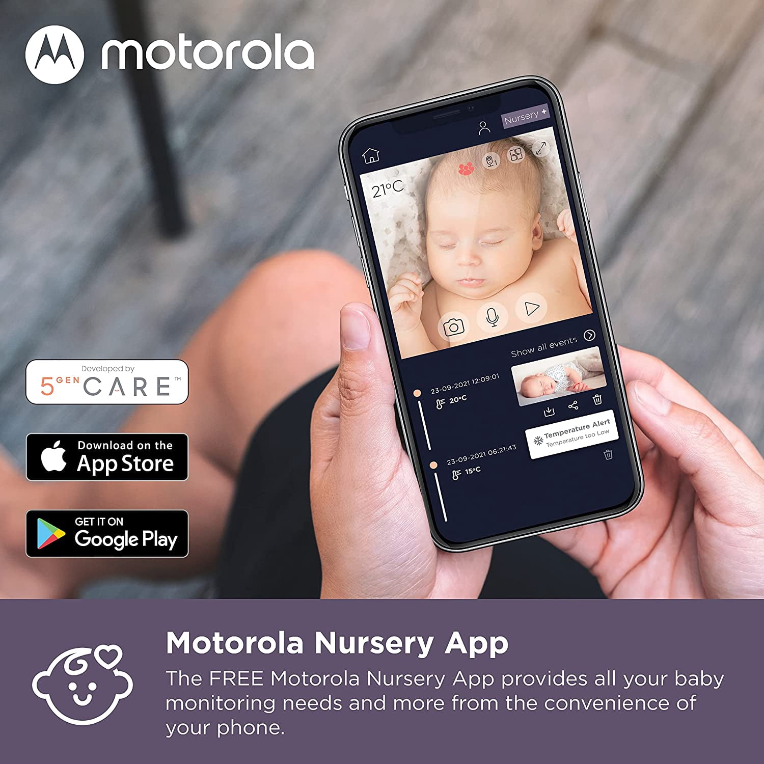 Motorola VM855 Connect HD Wi-Fi Video Baby Monitor with 5" Color Screen & Flex Mount|Two-Way Talk