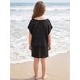 thumbnail image 6 of Girl's Crochet Sheer Open Front Swim Cover Up Short Sleeve Summer Beach Kimono Swimsuits, 6 of 8
