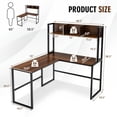 thumbnail image 5 of YYAo Sturdy Computer Workstation,L-Shaped Corner Computer Desk Writing Table,Reversible L-Shaped Corner Desk with Storage Bookshelf-Walnut, 5 of 10