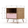 thumbnail image 2 of Rockefeller 1-Drawer Nature and Rose Pink Nightstand (Set of 2), 2 of 7