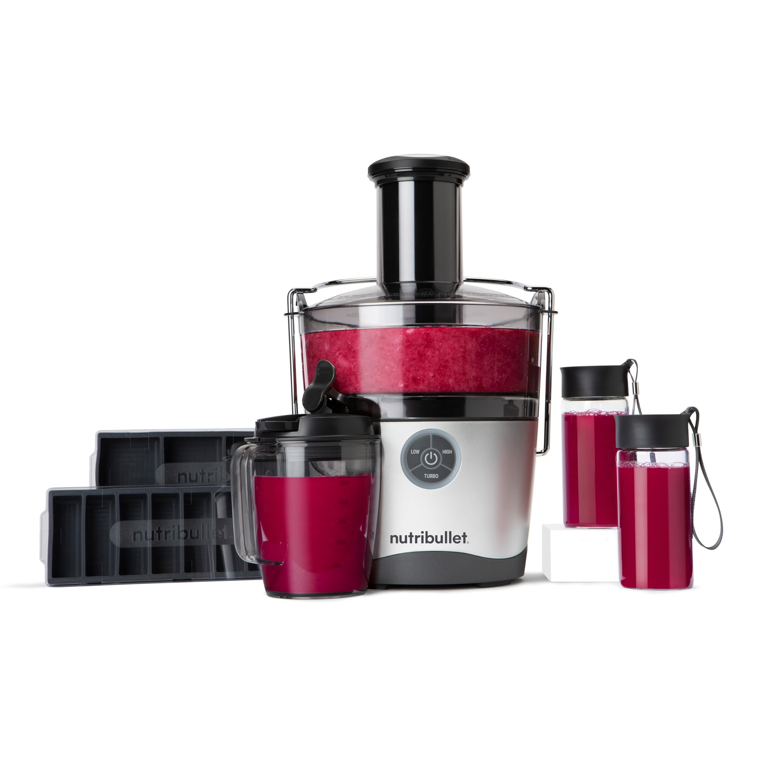 Open Box Nutribullet Juicer Pro Centrifugal Juicer Machine for Fruit, Vegetables, and Food Prep, 27 Ounces/1.5 Liters, 1000 Watts, Silver, NBJ50200