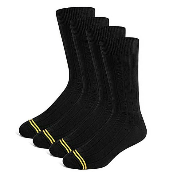 CANDOR AND CLASS Men's Combed Cotton (78%) Crew Socks for Men (Black Ribbed 1PK (4 Pairs))