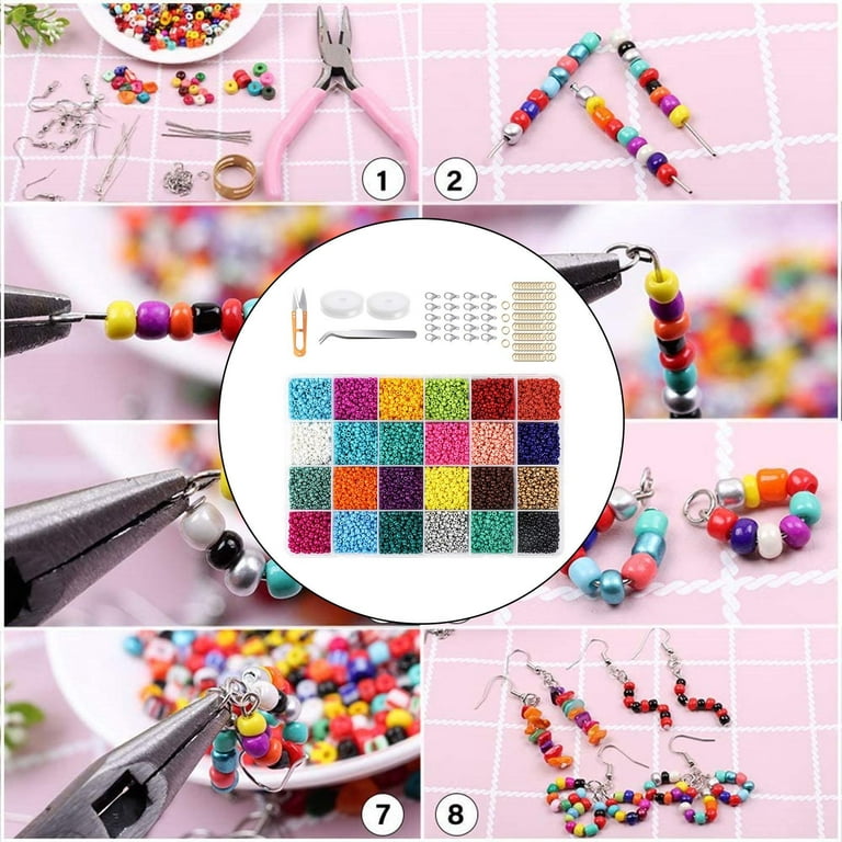 24 Color Combo Set Diy Jewelry Accessories Glass Seed Beads Seed Beads For  Bracelet Making Beads Jewelry Making Kit