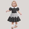 thumbnail image 2 of Toddler Girl Dress Polka Dot Turn Down Collar Puff Sleeve with Belt Elegant Prom Dresses for Girls Princess Dress Size 3-12 Years, 2 of 6