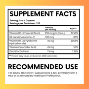 Vitamin D3 10000 IU Vitamin K2 100 mcg 120 Capsules | Support Heart, Bones | Apollo Ayurveda's Vitamin D3 K2 with Vitamin C