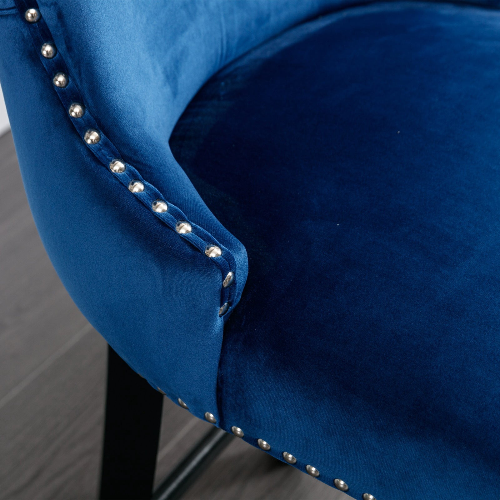 Velvet Counter Height Upholstered Barstools, Bar Stools Seat Height 27", Counter Height Armless Bar Chairs Button Tufted with Solid Wood Legs and Footrest for Kitchen Island Bar Area (Set of 2)