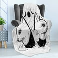thumbnail image 4 of Alchemy Soft Flannel Fleece Throw Blanket, Sketch Graphic of Cats with Moons Clouds and Constellations, Cozy Plush for Indoor and Outdoor Use, 70" x 90", Charcoal Grey and White, by Ambesonne, 4 of 5