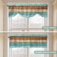 thumbnail image 5 of Farmhouse Aqua Brown Tie Up Valance Curtains for Windows, Kitchen Curtains Window Treatments, Vintage Wooden Striped Short Window Shades Valances for Bedroom Bathroom Cafe 54"x18", 5 of 8