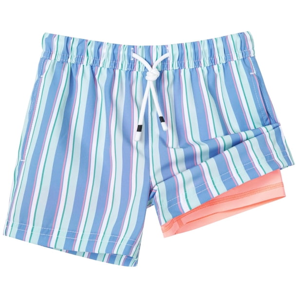 Traje de baño para niños SURF CUZ de secado rápido 2 en 1 azul y naranja talla 8