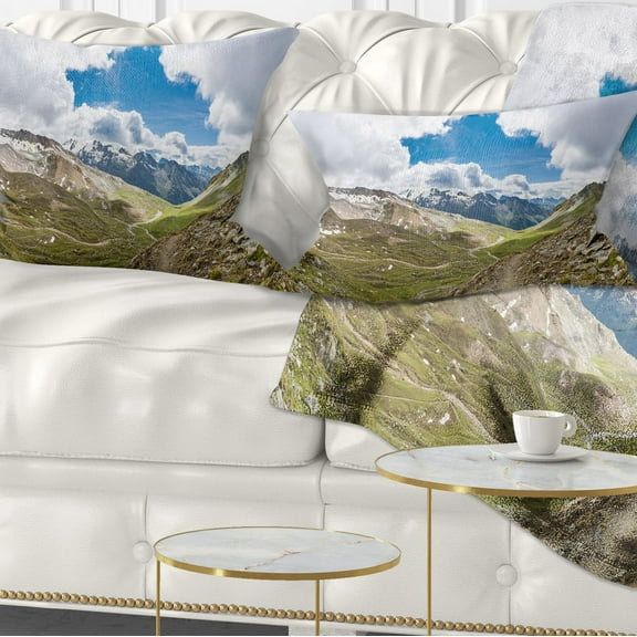 Designart Valley with Opening in Sky - Landscape Printed Throw Pillow - 12x20