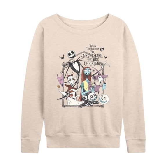The Nightmare Before Christmas - Classic Nightmare Lightweight French Terry Wide Neck Long Sleeve Graphic Shirt