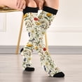 thumbnail image 5 of FORMRS Womens Knee High Socks Casual Long Thick Travel Daily Wear, 1 Pair, Beige Floral, 5 of 6