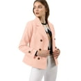 thumbnail image 2 of INSPIRE CHIC Women's Winter Worsted Notched Lapel Double Breasted Short Peacoat, 2 of 7