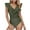 Army Green, variant on Women One Piece Swimsuits Ruffle V Neck Bathing Suits Crisscross Tummy Control Swimwear,Army Green,L