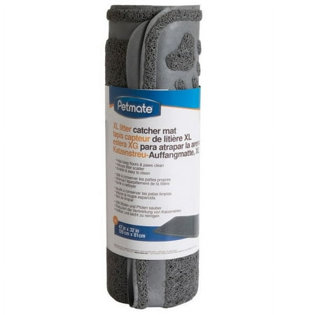 Petmate Litter Catcher Plastic Cat Litter Mat, Extra Large, Grey, Pack of 1, Fits Any Litter Box