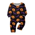 thumbnail image 2 of Matching Halloween Pajamas Set for Whole Family, Breathable Long Sleeve Halloween Family Pajamas with Pumpkin Bat Print, Classic Family Halloween Pajama Set Party, 2 of 4