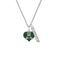 thumbnail image 2 of Delight Jewelry Silvertone Large 2-D Claddagh on Green Heart Silvertone Forever Bar Charm Necklace, 23", 2 of 4