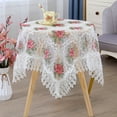 thumbnail image 3 of AYktou Lace Embroidery Tablecloths 35×35 Inch, Non-Slippery Coffee Table Table Cloth Round Table Tablecloth Dining Table Covers with Tassel, Elegant Lace Gauze Floral Air Conditioner Covers, 3 of 7