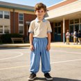thumbnail image 2 of SJLDQY Boys Linen Pants Lightweight Summer Pants Relaxed Fit Elastic Waist Trousers, 2 of 7