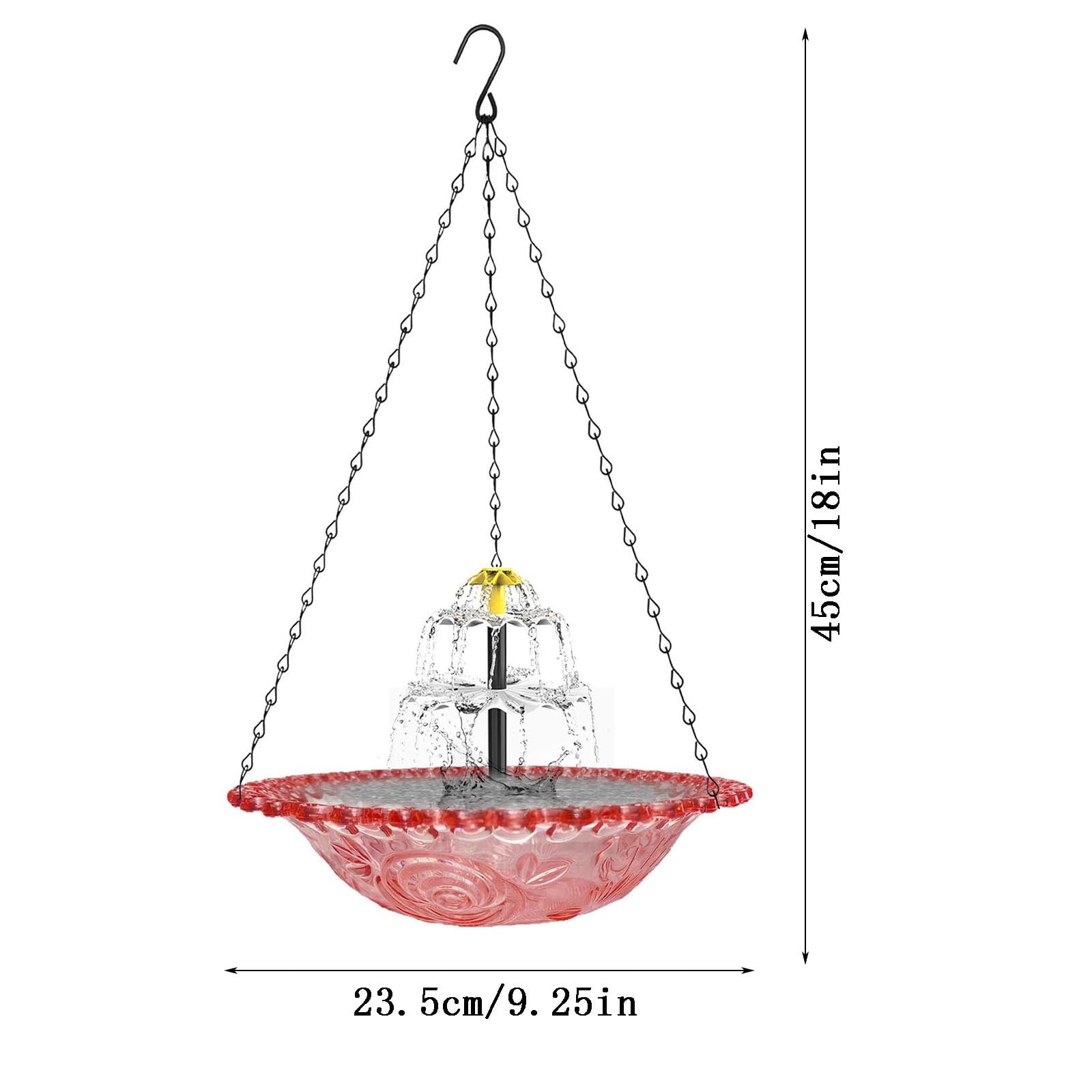 FYHALE Hanging Bird Bath with Solar Fountain, Solar Bird Bath Fountains, Hanging Bird Baths for Outdoors, Hummingbird Fountain, Bird Bath Fountains Solar Power for Garden Patio Decor, Pink