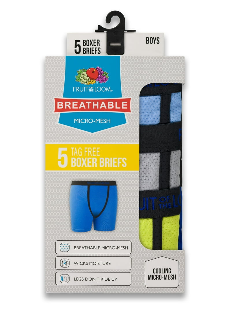 Lot De 6 Slips Fruit Of The Loom Garçon – Taille S (6-8 Ans) – Gris, Blanc, Bleu