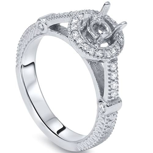 Pompeii Diamond Engagement Ring Setting Semi Mount Ring 14K White Gold (G/H,I2)