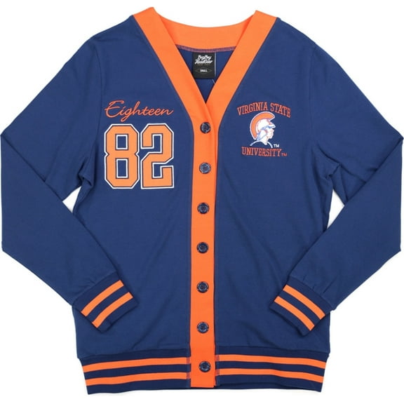 Big Boy Virginia State Trojans S10 Womens Cardigan [Navy Blue - XL]