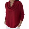 thumbnail image 2 of Sweater for Women Knit Winter Clothes Casual Loose Sweaters Fall Fashion Cowl Neck Long Sleeve Trendy Pullover Red XXXL, 2 of 7