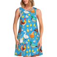 thumbnail image 1 of Fotbe Rooster And Chickens Vestido de Verano sin Mangas para Mujer – Vestido Midi Línea A, Estilo Camiseta Floral, Vestido Playero Casual y Fluido, 1 of 7