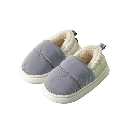 

SIMANLAN Unisex Warm House Shoes Memory Foam Winter Slipper Soft Plush Slippers Children Cute Indoor Shoe Kids Slip On Moccasins Gray 6.5C-7C